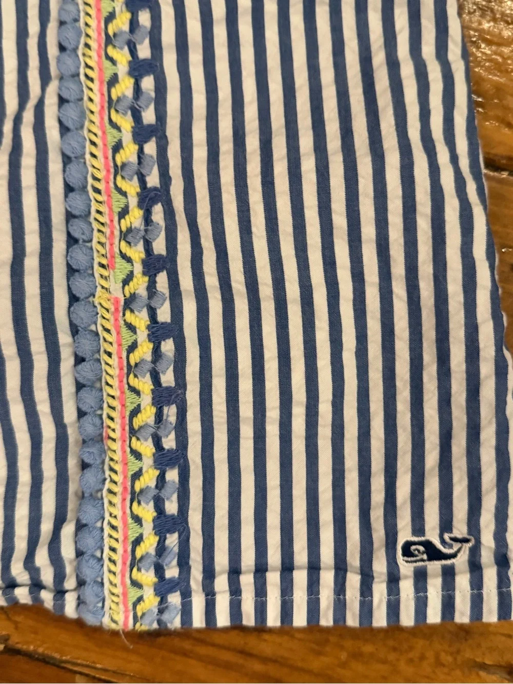 Girls Seersucker Embroidered Shift Dress in Cornflower by Vineyard Vines, Size 6